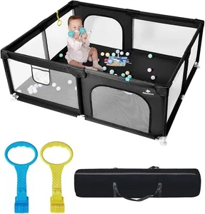 Grand parc de jeux pour bébés 150x180x66cm Sécurité intérieure extérieure Jouer à la cour avec des anneaux