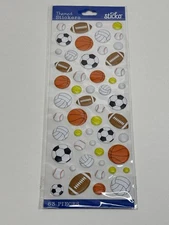 Sticko Themed Stickers Sports Balls 53 Pcs Puffy Assorted Colors