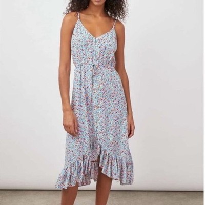 Rails Frida Floral Wild Daisies High-Low Ruffle Midi Dress Size M
