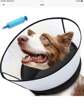 NoarWin Inflatable Dog Cone Collar 2-1 Anti Licking Shield Large Black New