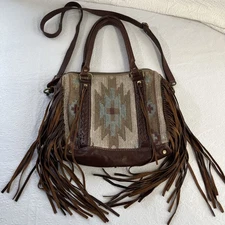 Myra Blue Rays Concealed Carry Bag Western Fringe Cowgirl Purse NEEDS CLEANED