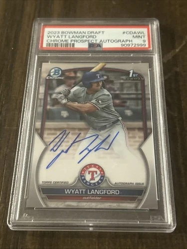 Wyatt Langford 2023 Bowman Draft Chrome 1st Auto RC #CDA-WL - PSA 9 Mint