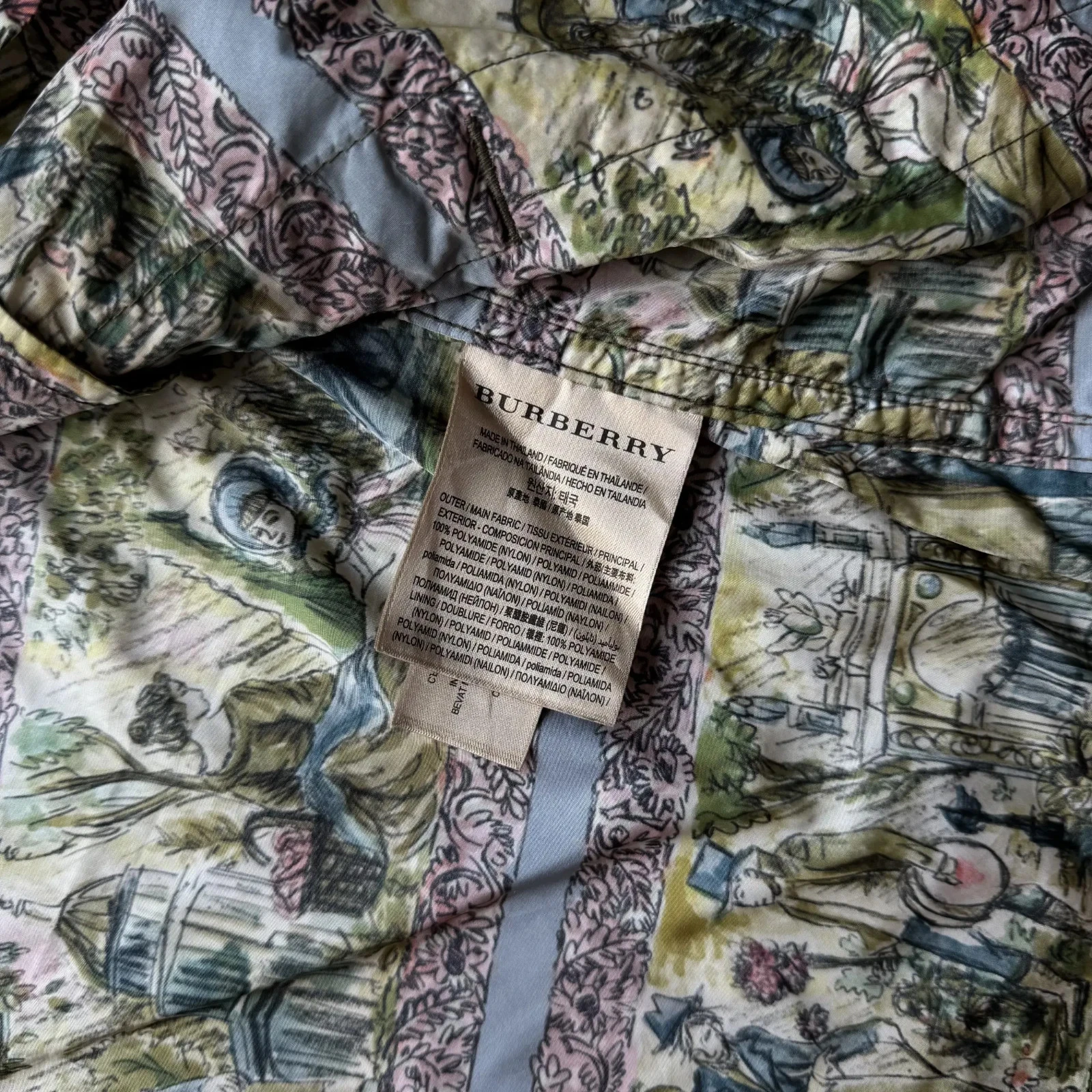 Burberry Illustrated Scene Print Nylon Jacket Size 52 - product detail image 9