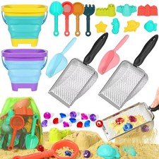 Beach Sand Toys for Kids,Sand toys with 2 Collapsible Beach Bucket,2 Beach Si...