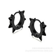 Gothic Spiky hoop earrings, Spike Stainless Steel earrings one pair CE452-B