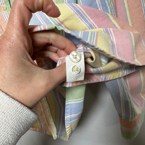 L.L. Camisa para mujer Bean talla XL arco iris pastel rayas abotonadas de colección años 90 - Imagen 7 de 11
