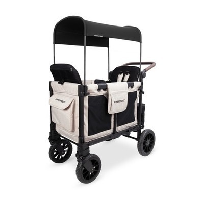 Wonderfold W2 Luxe Pro Doppel Kinderwagen 2-Sitzer Bollerwagen sand Beige TOP