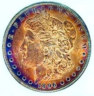1896-P Better Date Gem BU +++ Morgan Dollar  Flashy Rainbow Toned Obverse