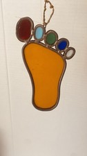 Vintage suncatcher stained glass W Lead Foot