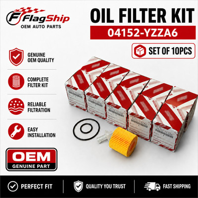 SET OF 10 - TOYOTA COROLLA PRIUS SCION IM XD OIL FILTER GENUINE OEM 04152-YZZA6