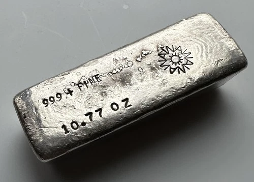 Alexander Westerfall 10.77 Oz. Vintage Old Pour 999+ Fine Silver Bar-Very Scarce