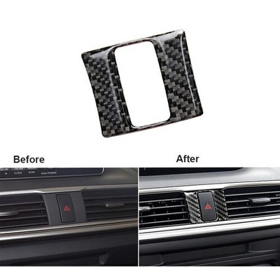 Carbon Fiber Warning Lamp Button Frame Trim Cover For Mazda 3 Axela 2013-2018
