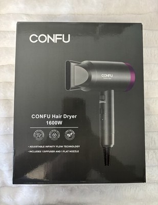 CONFU KF-3127 Hair Dryer 1600W Infinity Speed Diffuser Flat Nozzle