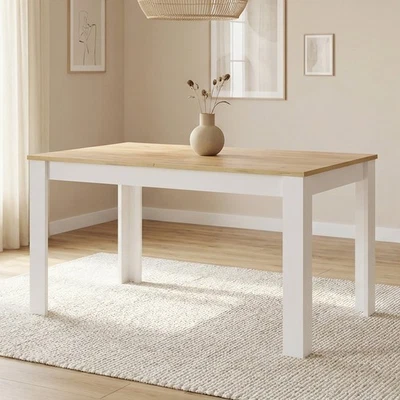 Esstisch ausziehbar Weiß Eiche 135–184 x86 cm Küchentisch Holztisch Homestyle4u - Bild 1 von 4