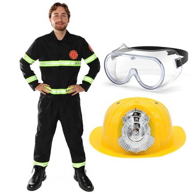 Erwachsene Feuerwehrmann Kostüm Verkleidung Schutzbrille Helm & Requisiten Feuerwehrmann Outfit