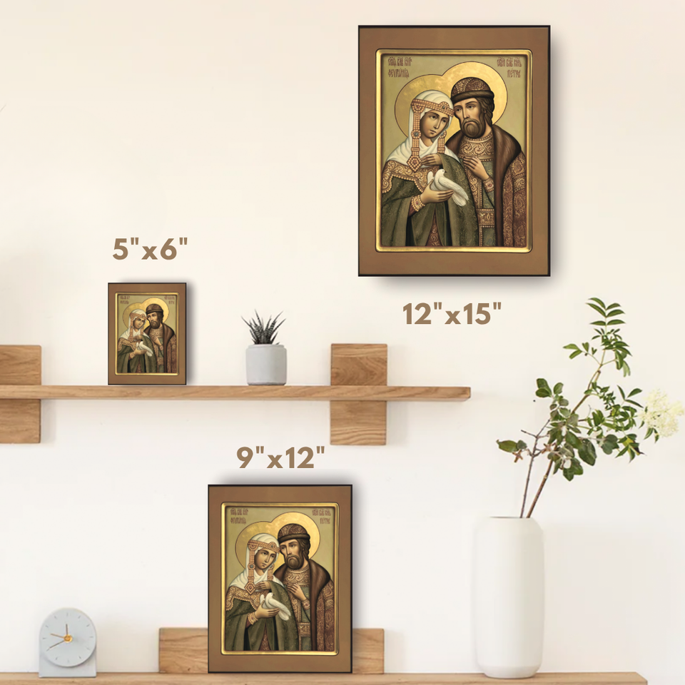 Orthodox Icon of Saints Peter and Fevronia of Murom with a Dove 23x30 ...