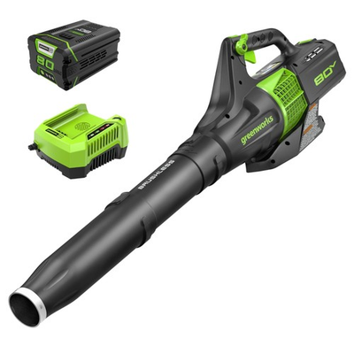 #ad GREENWORKS 80V Brushless Axial Leaf Blower 2.5AH Battery Charger BL80L00 Green $163.85