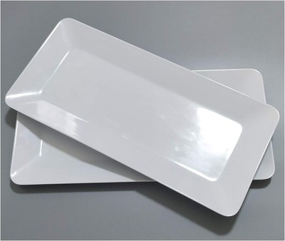 17-inches Melamine Serving Platters/Rectangular Trays for Party | Set White 