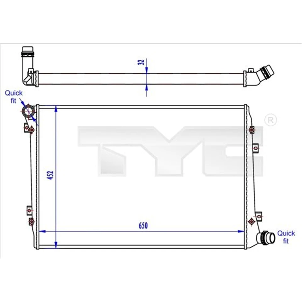TYC Radiateur, Refroidisseur D'Eau Convient pour Audi A3 Seat Altea Leon Skoda - Photo 1/1