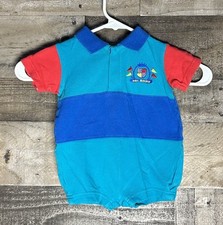 Polo pagliaccetto McBaby McDonalds vintage anni 90 colorblock blu rosso - neonato 0-3 mesi
