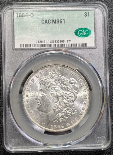 1884-O Morgan Silver Dollar - CACG MS61 - Nice Bright White Coin! - Ships Free!