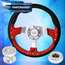 320mm Red Fusion Style Steering Wheel + Silver Quick Release For 96-00 Civic