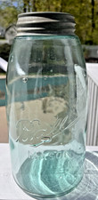 Ball Mason Triple L Half Gallon Jar w/Zinc Lid 1900-1910 Aqua Bubbles