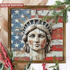 4th Of July Patriotic Statue Of Liberty Wooden Plaque USA Flag Home Decor Gift