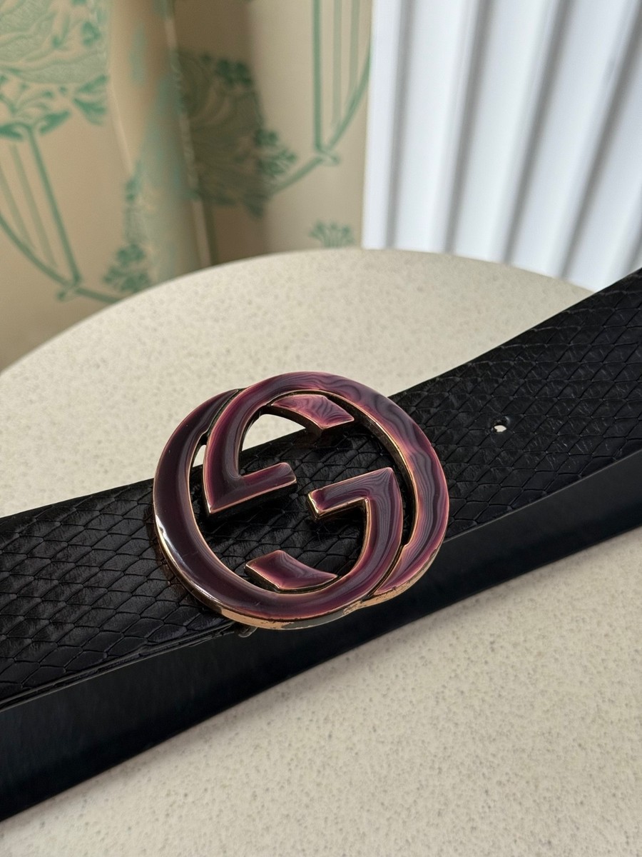 Gucci Tom Ford Era Python Embossed Black Leather Interlocking GG