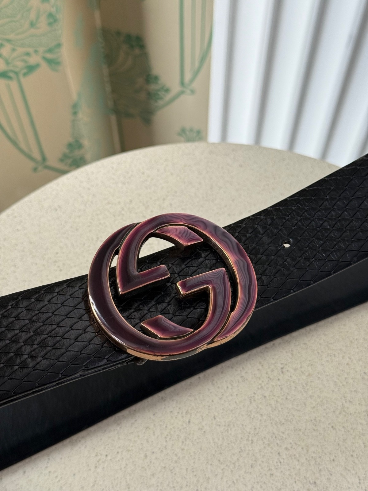 Gucci Tom Ford Era Python Embossed Black Leather … - image 9