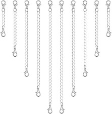 10Pcs Necklace and Bracelet Extenders Silver, Chain Extenders for Jewelry Making