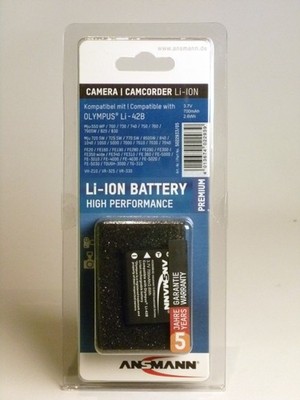 Ansmann  Li 42 B - Kameraakku Lithium-Ionen ersetzt Olympus Li-42B  3,7V /700mAh