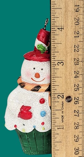 Sparkling Snowman Ornament Holding a Candy Cane Christmas Decoration 4 in. - Picture 11 of 12