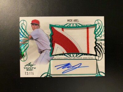 2021 Leaf Trinity Mick Abel Top Prospect Jersey Patch/Auto Phillies/Twins #/75