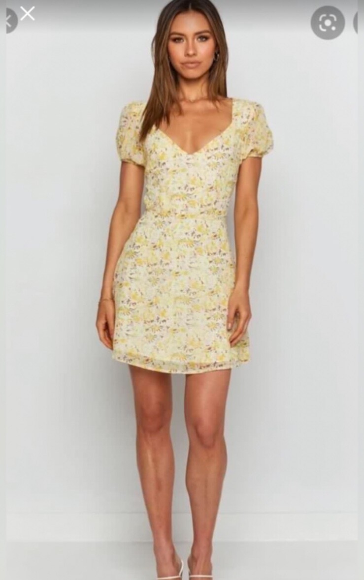 beginning boutique abigail mini yellow floral dress | eBay Australia