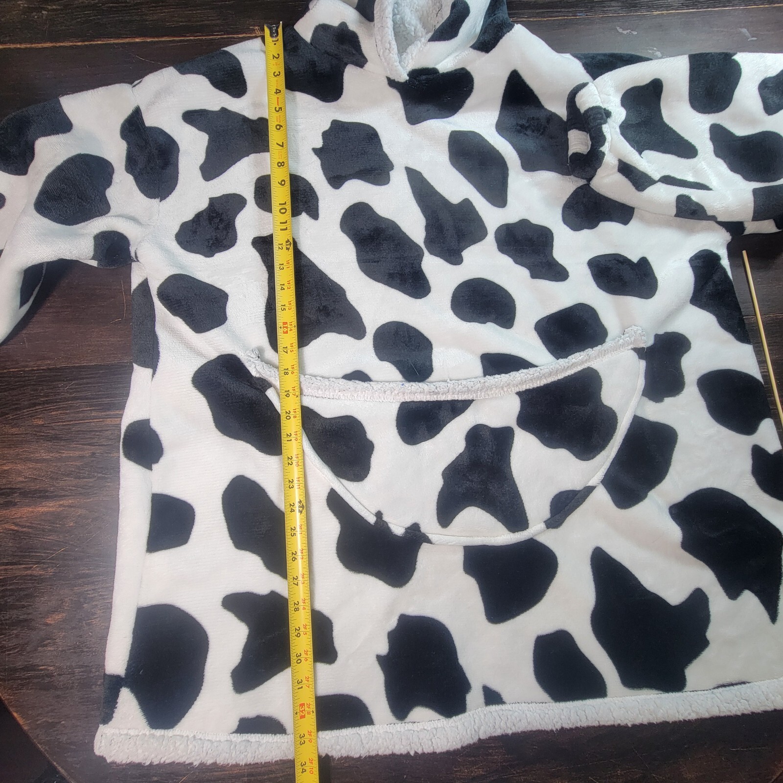Cow Print Blanket Hoodie Sweatshirt, Oversized Sherpa Wearable Blanket