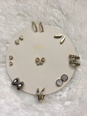 Ann Taylor Loft Gold Silver Studded Earring Set 