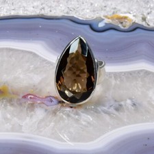 Rauchquarz Ring, 925er Silber