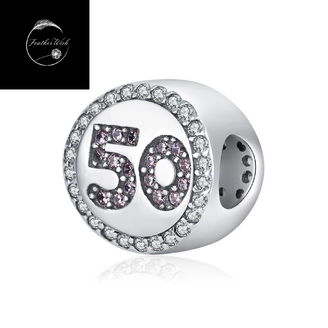 Sterling Silver 925 Charm 50th Happy Birthday Bead Family Friend