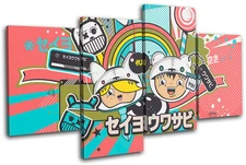 Japanese Cartoon Illustration MULTI CANVAS WALL ART Picture Print VA