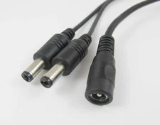 5.5mm x 2.1mm DC Female to Dual 2.1mm Male Power Splitter Cable for CCTV Camera
