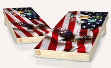 American Flag on Eagle Cornhole Board Vinyl Wrap Laminated Decal Sticker Set
