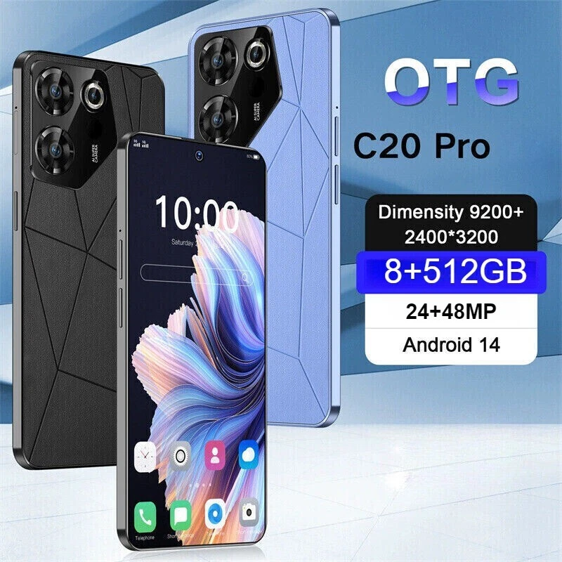 Novo Smartphone C20 Pro Android Desbloqueado 8+512GB 6.8'' 24+48MP 7800mAh Dual SIM - Imagem 2 de 4