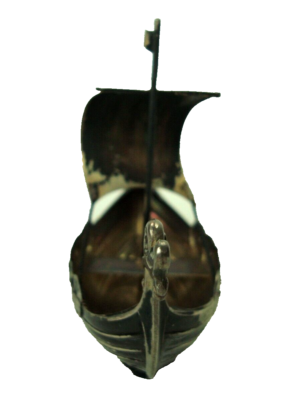 RARE VINTAGE 830s SILVER NORGE VIKING SAIL BOAT SHIP MODEL SALT