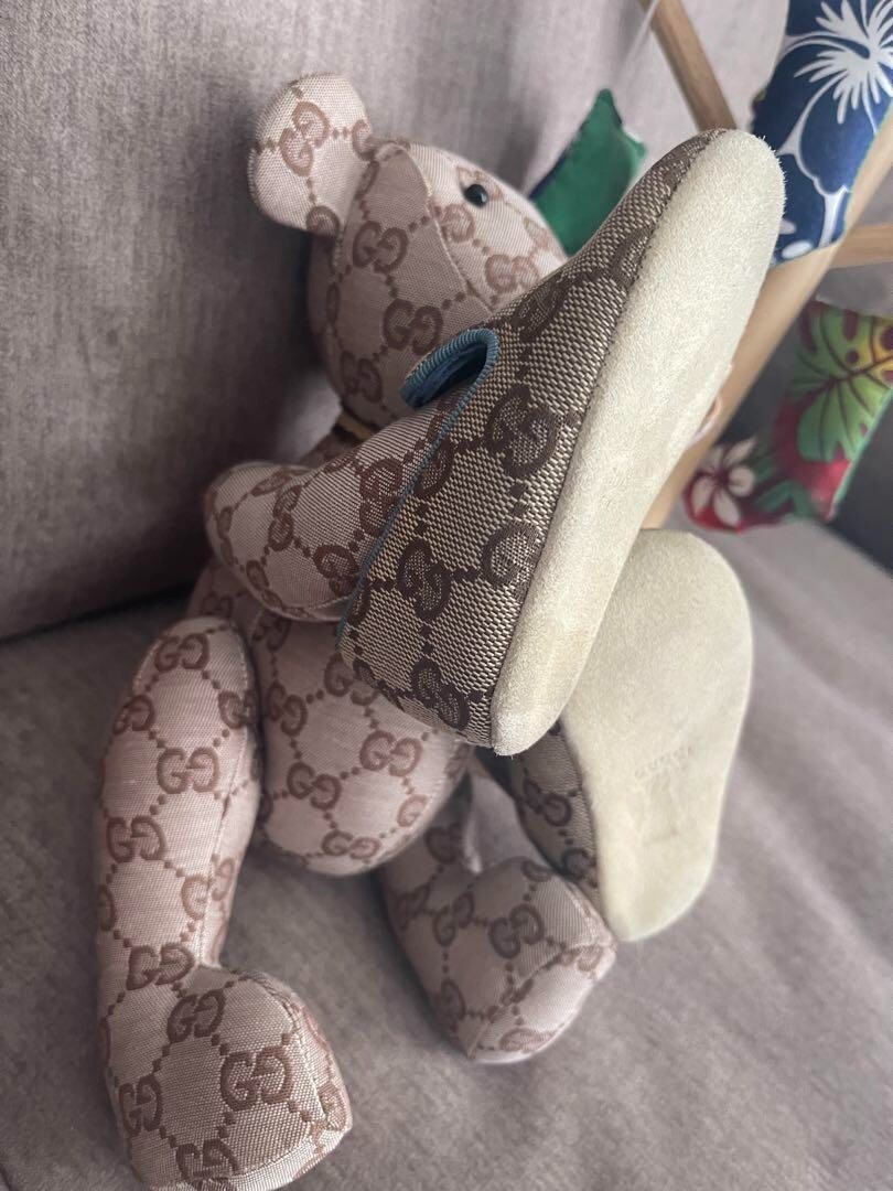 G282 GUCCI モノグラム テディベア GUCCI GG Pattern Monogram Teddy Bear Beige Canvas Plush Doll
