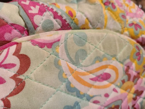 Vera Bradley Reißverschluss Schultertasche groß Handtasche gelb rosa lila grün Handtasche - Bild 12 von 24