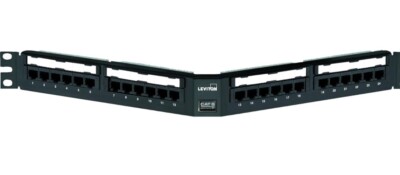 Leviton CAT6a 110-Style Angled Patch Panel 24-Port 1RU 6A587-U24