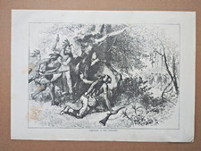 Treachery of the Cherokees - Antique Print - 1876