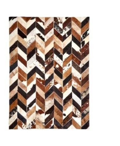 Leather Carpet Patchwork Hand Woven Leather Skin Rug Hair Animal Hide Area Rug - Foto 1 di 4
