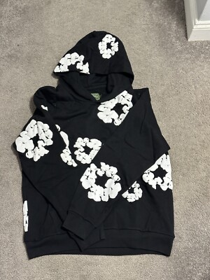 Denim Tears Hoodie Black Size M, White wreath Puff Print Design | eBay